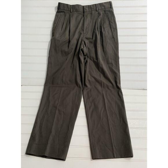 Savane Dress Pants Mens 30/30 Brown Straight Fit Pleated Comfort - Picture 1 of 12